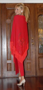 Red stole and skirt with studs