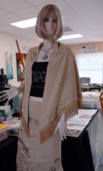 Long skirt and matching wrap on mannequin